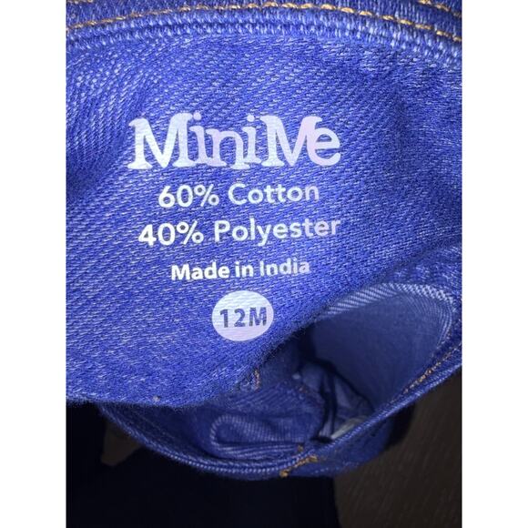 MiniMe Denim Cotton Blend Overalls Elephant 12 M Button Shorts - Picture 3 of 3